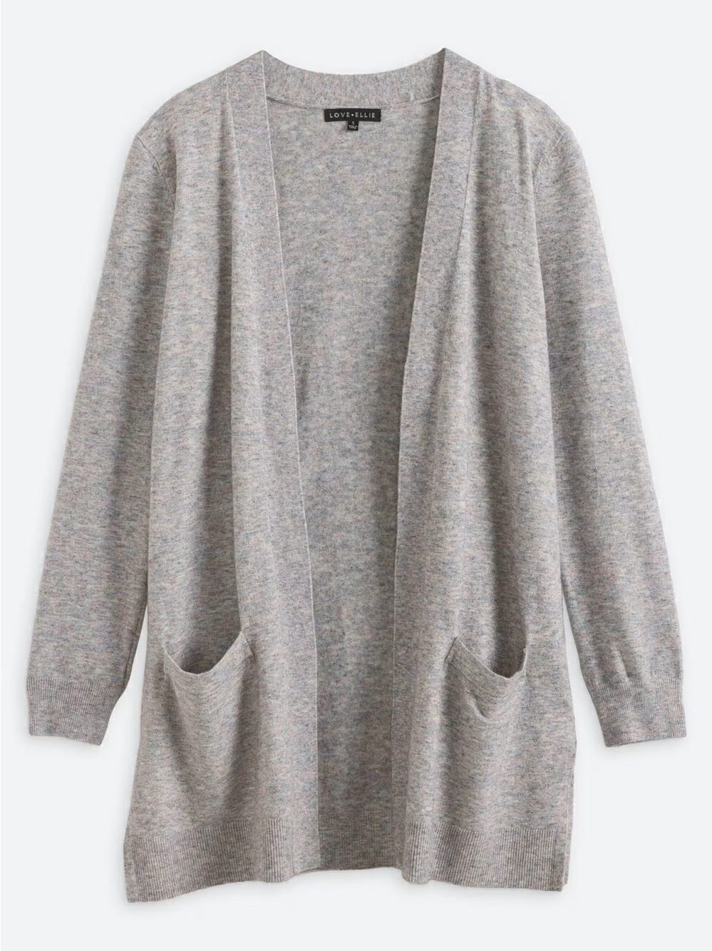Love Ellie Ailisa Open Front Cardigan Grey Soft Lightweight Knit Sweater Size M